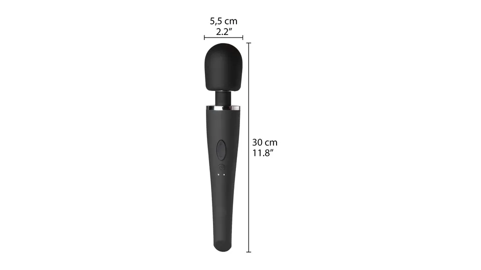 Sinful Luxy wand-vibrator: anmeldelse: Sinfuls målskitse: 30 cm lang og 5,5 cm bred i hovedet
