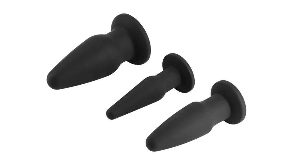 Sammenligning af analplugs: de tre plugs i Sinfuls analtræningssæt i tre størrelser