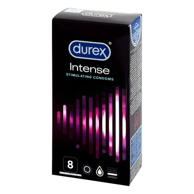 Kondomer test: Durex Intense kondomer 8 stk på hvid baggrund